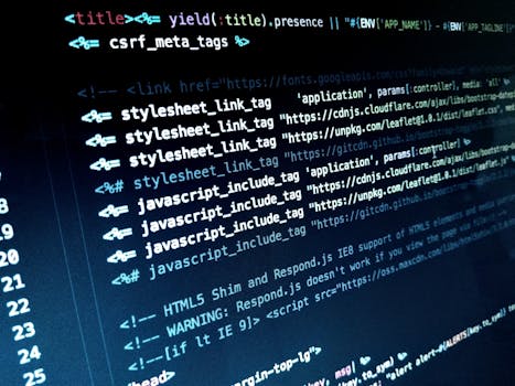 Detailed view of HTML and JavaScript code displayed on a computer monitor.